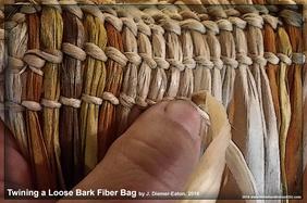 twined twining nettle bark fibers fiber textiles by Jessica Diemer-Eaton Native American Eastern Woodlands Indian prehistoric precontact examples of reproduction Native style clothing bags textiles garments weft warp