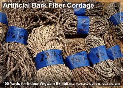 fake bark fiber cordage wigwam museum exhibit basswood cordage rope inner bark fiber