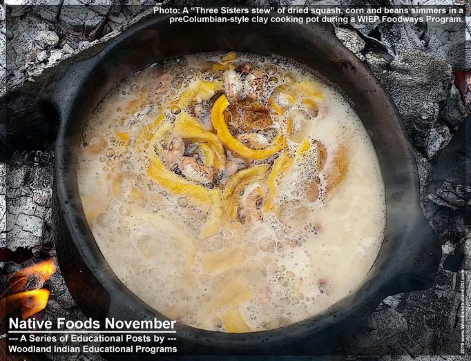 Cooking in Native American pottery squash corn and beans