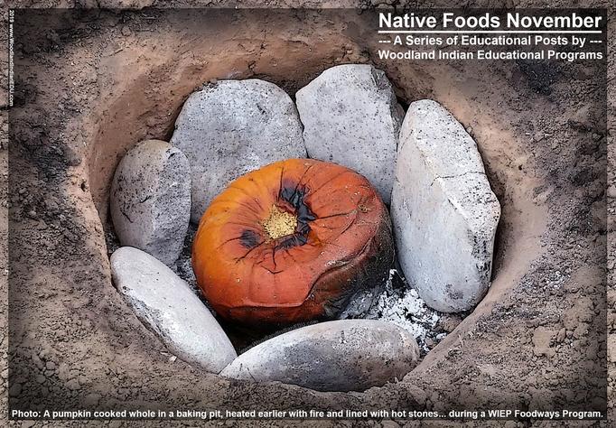 pit baked pumpkin in fire