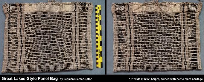 twined bags by Jessica Diemer-Eaton woodland indian native textiles ojibwe potawatomi ottawa odawa anishinaabe sauk meskwaki kickapoo thunderbird underwater panther being great lakes indian twining
